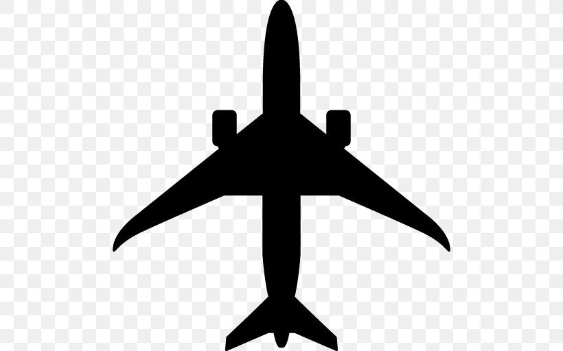 Airplane Silhouette Aircraft, PNG, 512x512px, Airplane, Aircraft, Airliner, Artwork, Black And White Download Free
