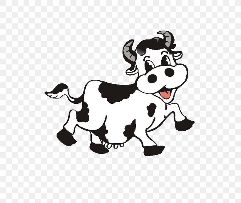 Cattle Milk Cartoon, PNG, 962x814px, Cattle, Advertising, Black And White, Cartoon, Cattle Like Mammal Download Free