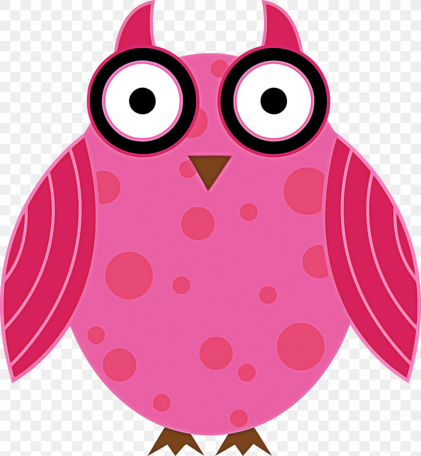 Owl Pink Bird Bird Of Prey Purple, PNG, 2766x3000px, Cartoon Owl, Bird, Bird Of Prey, Cute Owl, Magenta Download Free