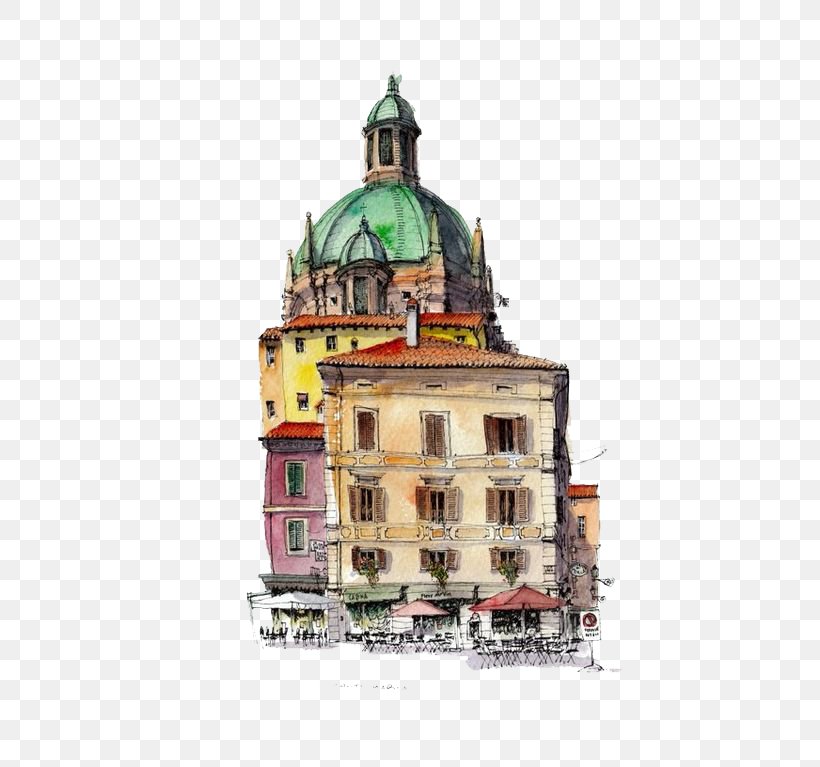 Watercolor Architecture Painting Sketching House Architecture Painting  Urban Sketch Stock Illustration  Illustration of building painting  179694781