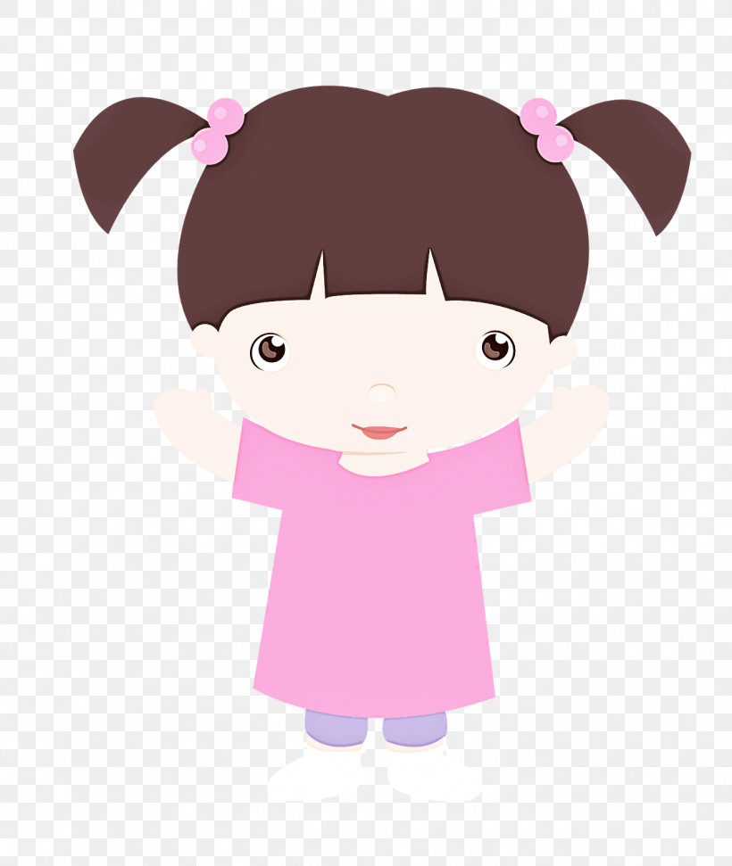 Cartoon Pink Violet Brown Hair Child, PNG, 1350x1600px, Cartoon, Animation, Brown Hair, Child, Pink Download Free