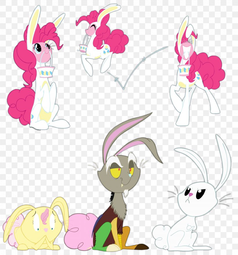 Cat Rabbit Pinkie Pie Discord Fluttershy, PNG, 3310x3550px, Watercolor, Cartoon, Flower, Frame, Heart Download Free