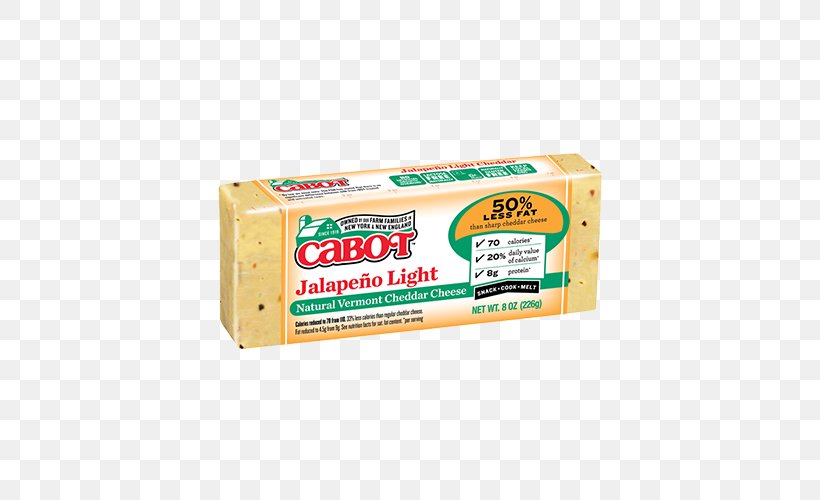 Cabot Creamery Cheddar Cheese Jalapeño, PNG, 500x500px, Cabot, Cabot Creamery, Cheddar Cheese, Cheese, Cheese Spread Download Free