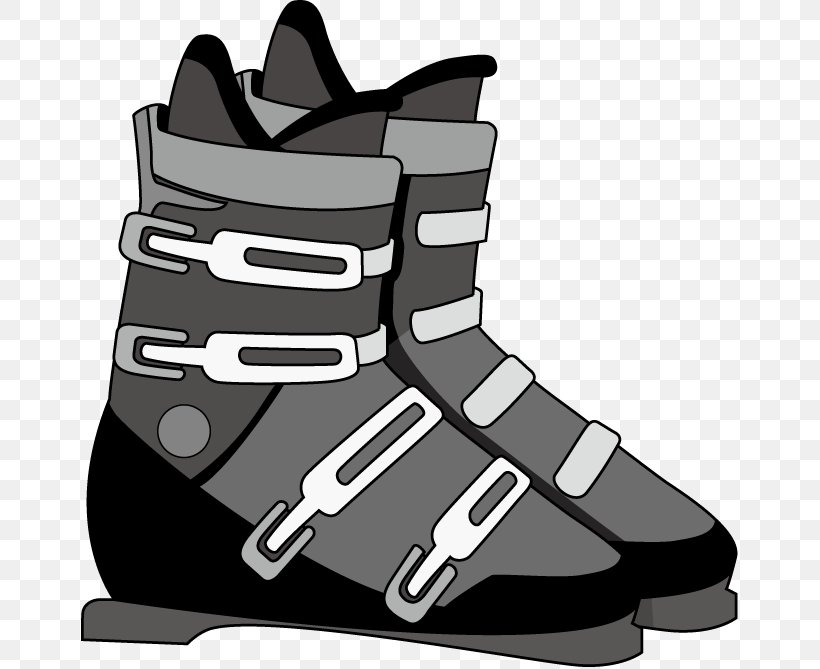 Ski Boots Skiing Sport Clip Art, PNG, 658x669px, Ski Boots, Black, Black And White, Boot, Downhill Download Free