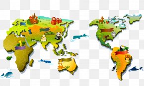Three-dimensional Cartoon World Map - Wall World Map Bedroom Drawing Room Wallpaper PNG