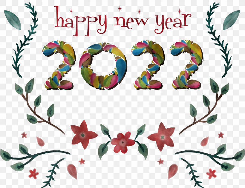 2022 Happy New Year 2022 Happy New Year, PNG, 3000x2308px, Happy New Year, Bauble, Christmas Day, Drawing, Floral Design Download Free