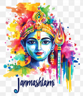 Janmashtami - Colorful Krishna Illustration For Janmashtami PNG