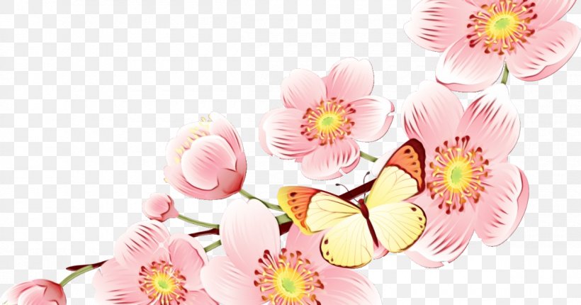 Pink Flower Petal Plant Spring, PNG, 1200x630px, Watercolor, Flower, Flowering Plant, Paint, Petal Download Free