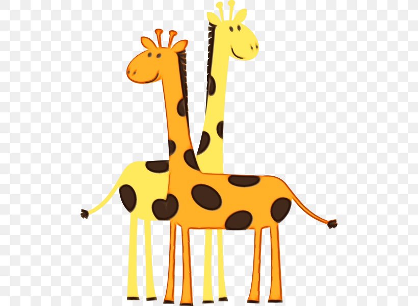 Giraffe Giraffidae Animal Figure Terrestrial Animal Yellow, PNG, 504x599px, Watercolor, Animal Figure, Giraffe, Giraffidae, Paint Download Free