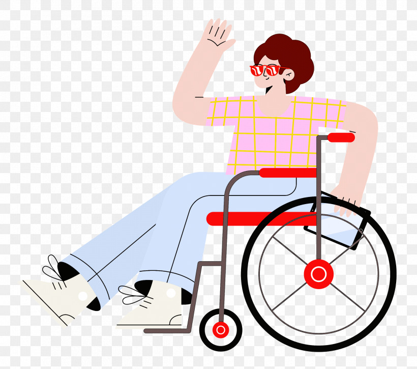 Sitting On Wheelchair Wheelchair Sitting, PNG, 2500x2213px, Wheelchair, Bicycle, Cartoon, Chair, Sitting Download Free