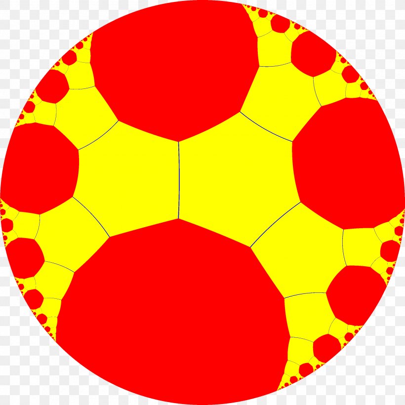 Tessellation Hexagonal Tiling Honeycomb Hyperbolic Geometry, PNG, 2520x2520px, Tessellation, Archimedean Solid, Area, Ball, Football Download Free