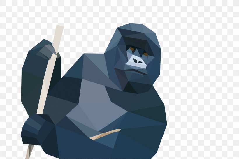 Gorilla Ape Low Poly Illustration, PNG, 1920x1279px, Gorilla, Ape, Blue, Brand, Fictional Character Download Free