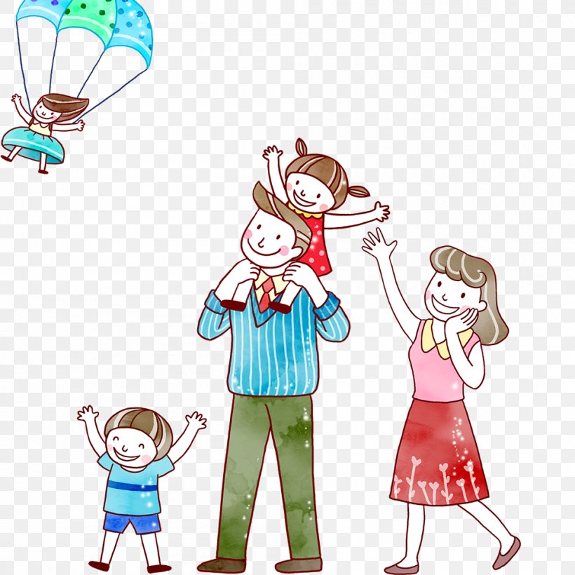 Cartoon Parent Child Illustration, PNG, 1000x1000px, Watercolor, Cartoon, Flower, Frame, Heart Download Free