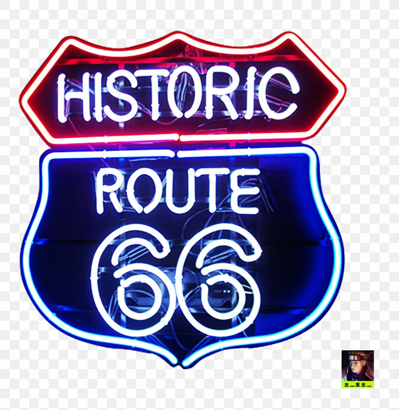 U.S. Route 66 Neon Sign Neon Lighting Logo, PNG, 1494x1539px, Us Route 66, Area, Brand, Electric Blue, Fluorescent Lamp Download Free