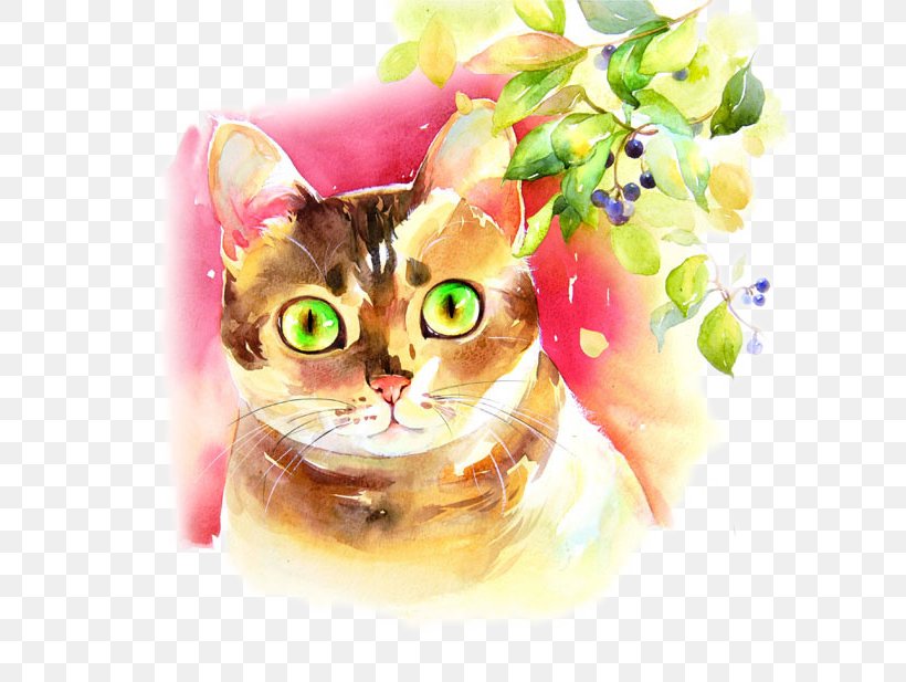 Cat Watercolor Painting Colored Pencil, PNG, 700x617px, Cat, Carnivoran, Cat Like Mammal, Colored Pencil, Cuteness Download Free