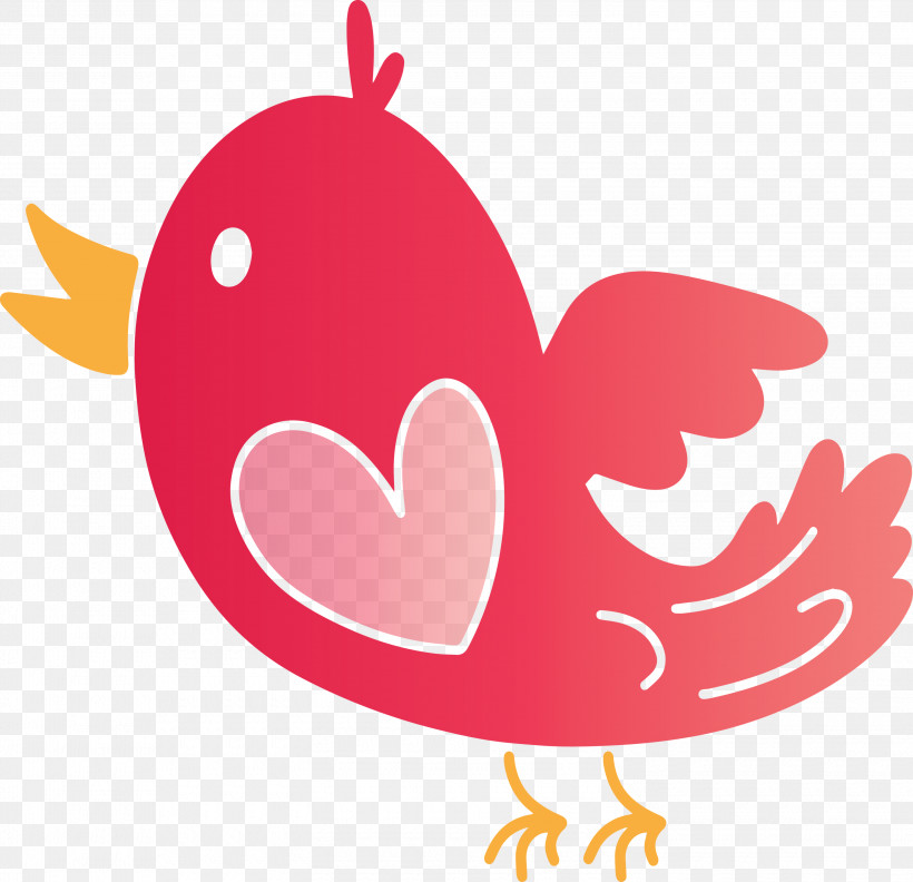 Pink Heart Love Wing, PNG, 3000x2899px, Cute Bird, Cartoon Bird, Heart, Love, Pink Download Free