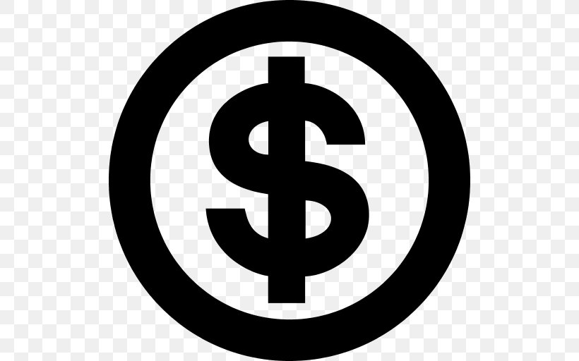 Dollar Sign Currency Symbol Clip Art, PNG, 512x512px, Dollar Sign, Area, Australian Dollar, Black And White, Brand Download Free