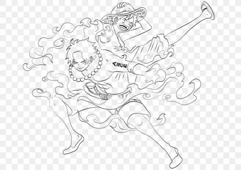 Line Art Portgas D. Ace Drawing Monkey D. Luffy Sketch, PNG, 1063x752px ...