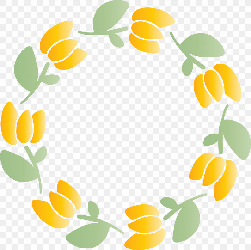 Tulip Frame Easter Frame, PNG, 3000x2993px, Tulip Frame, Easter Frame, Leaf, Plant, Yellow Download Free