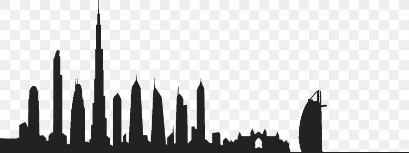 Dubai Skyline Building Clip Art, PNG, 1600x600px, Dubai, Black And White, Brand, Building, City Download Free