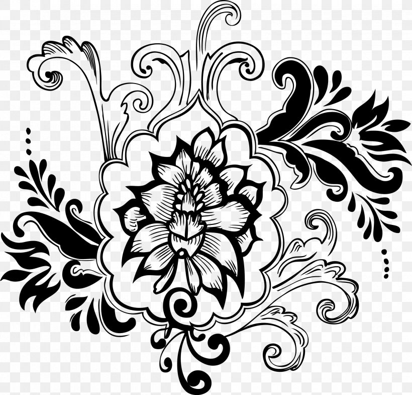 Floral Design Flower Decorative Arts Ornament, PNG, 2450x2348px, Floral Design, Art, Artwork, Black, Black And White Download Free