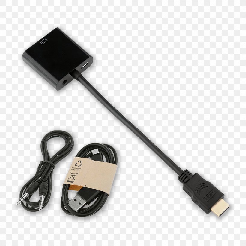 HDMI Naar VGA Adapter HDMI Naar VGA Adapter VGA Connector Electrical Cable, PNG, 1000x1000px, Hdmi, Adapter, Audio Signal, Cable, Data Transfer Cable Download Free