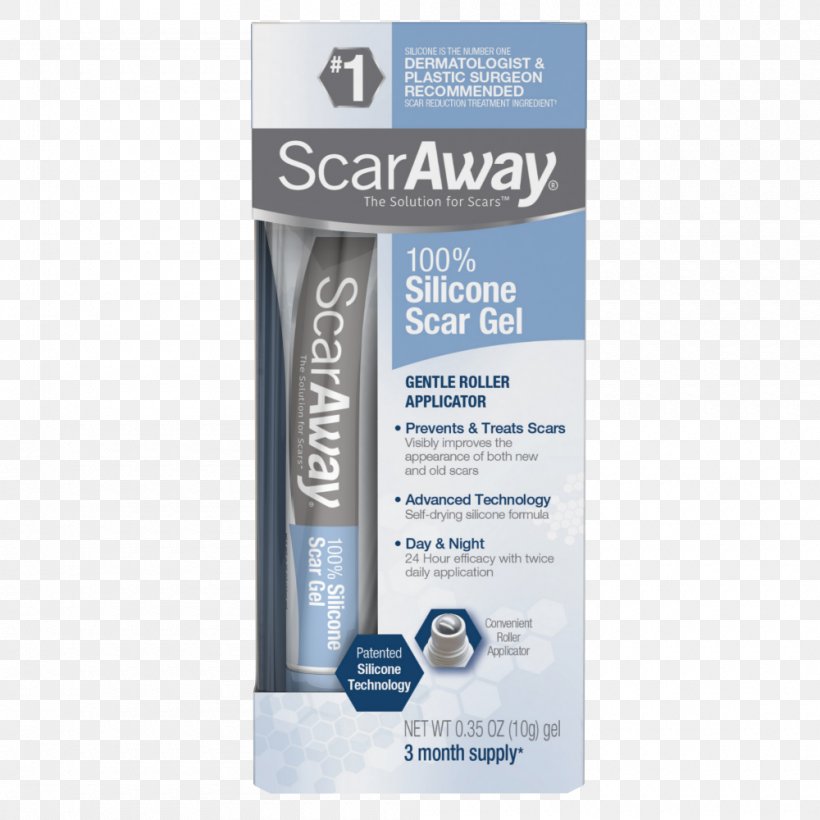 ScarAway Scar Repair Gel ScarAway Silicone Scar Sheets Kelo-cote Advanced Formula Scar Gel, PNG, 1000x1000px, Silicone, Adhesive, Cosmetics, Cream, Gel Download Free