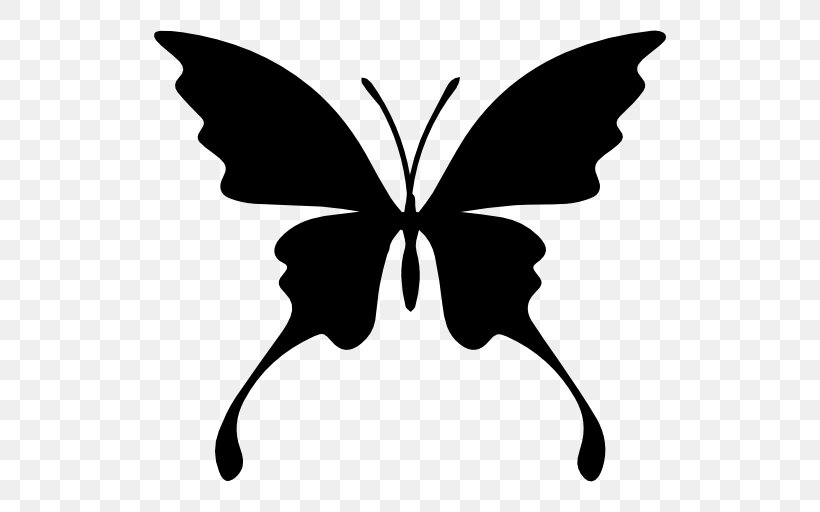 Butterfly Insect Silhouette Clip Art, PNG, 512x512px, Butterfly, Arthropod, Black And White, Brush Footed Butterfly, Butterflies And Moths Download Free