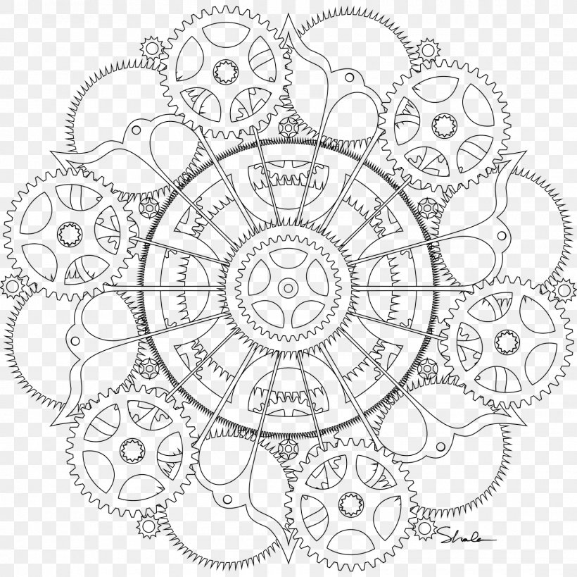 Steampunk Mandala Coloring Book Drawing Gear, PNG, 1600x1600px, Steampunk, Adult, Area, Artwork, Ausmalbild Download Free
