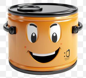 Plastic Bucket - Happy Orange Pot Cartoon For Kitchen Fun PNG
