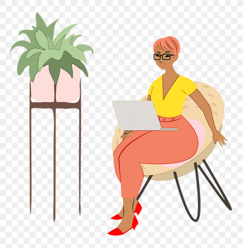 Orange, PNG, 2457x2500px, Alone Time, Behavior, Cartoon, Chair, Computer Download Free