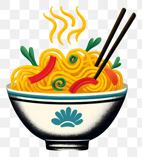 Chow Mein - Bowl Of Noodles With Chopsticks PNG
