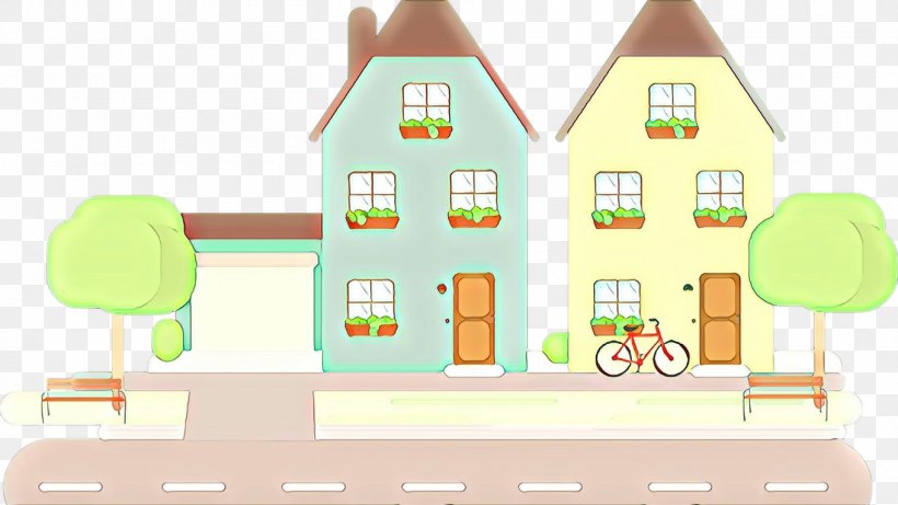 Green Property House Residential Area Home, PNG, 1360x765px, Cartoon, Architecture, Green, Home, House Download Free