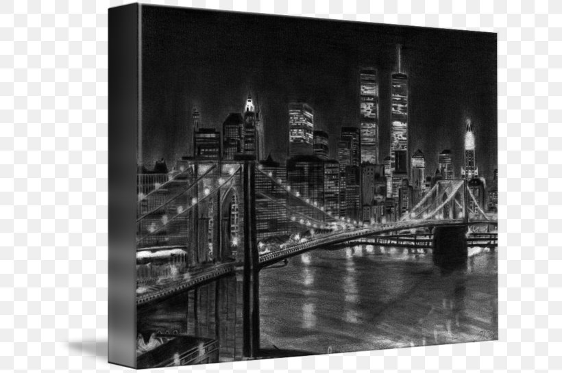 Brooklyn Bridge Drawing Pencil Printing, PNG, 650x545px, Brooklyn Bridge, Black And White, Bridge, Brooklyn, Canvas Print Download Free