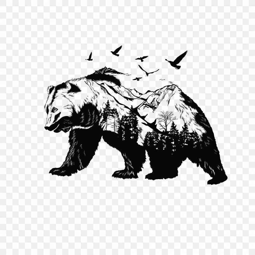 American Black Bear Tattoo Black And White /m/02csf, PNG, 2000x2000px, American Black Bear, Art, Bear, Bears, Black Download Free