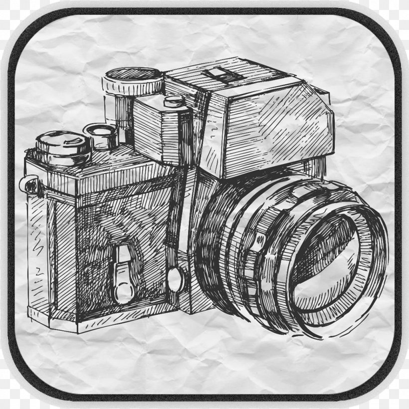 Camera Photography Drawing, PNG, 1024x1024px, Camera, Art, Artwork, Automotive Design, Black And White Download Free