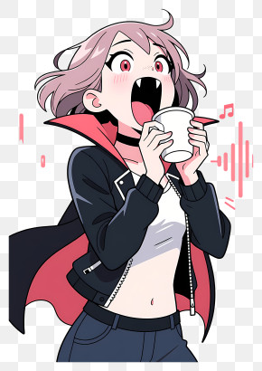 Nazuna Nanakusa - Vampire Anime Girl With Cup PNG