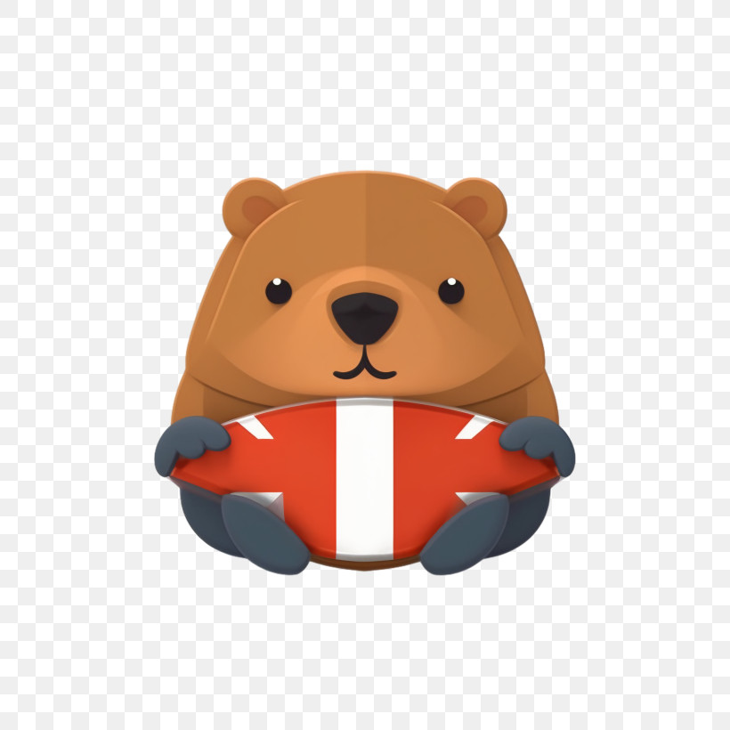 Beaver - Cute Bear Holding Flag PNG