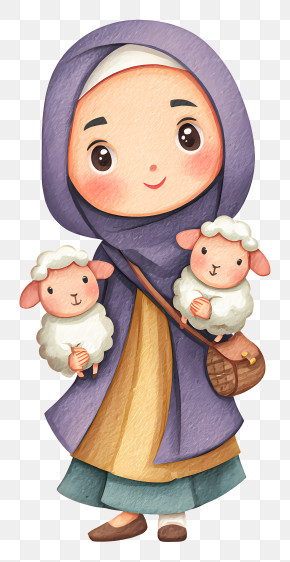 Muslim Woman With Sheep - Muslim Woman With Lambs PNG