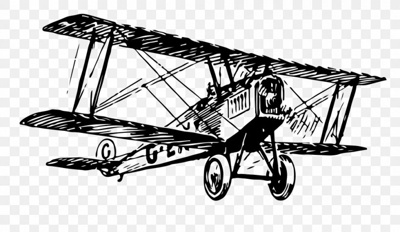 Biplane Airplane Fixed-wing Aircraft Clip Art, PNG, 1000x580px, Biplane, Aircraft, Airplane, Black And White, Blog Download Free