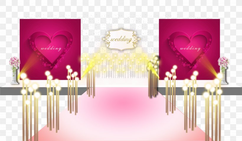 Pink Wedding Designs On The Main Stage Renderings, PNG, 5906x3442px, Wedding, Brand, Convite, Designer, Floral Design Download Free