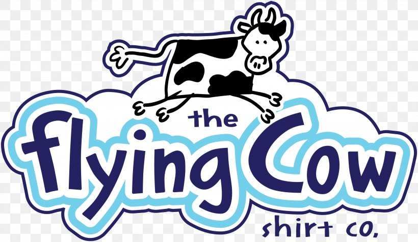 Flying Cow Shirt Company T-shirt Cattle Screen Printing, PNG, 3076x1788px, Tshirt, Area, Art, Brand, Cartoon Download Free
