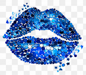 Glitter Kiss - Sparkling Blue Lips Art PNG