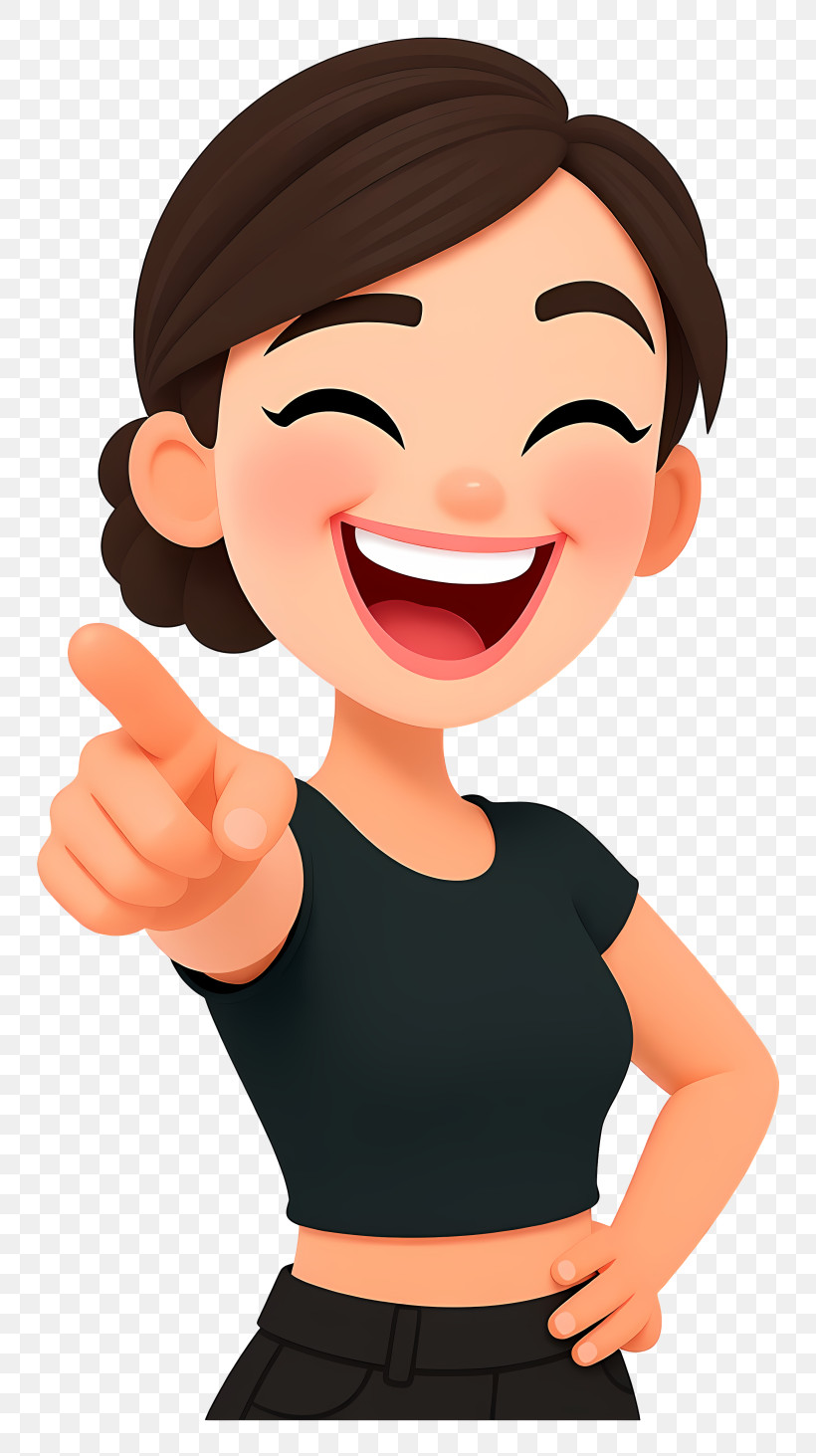 Young Woman Smiling - Laughing Woman Pointing PNG