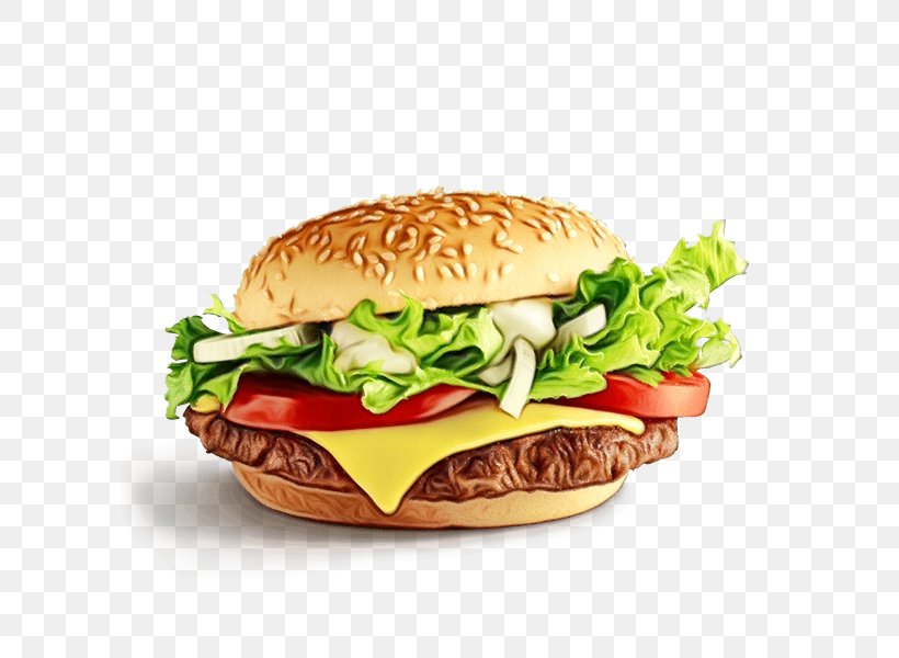 Hamburger, PNG, 600x600px, Watercolor, Burger King Premium Burgers, Cheeseburger, Cuisine, Dish Download Free