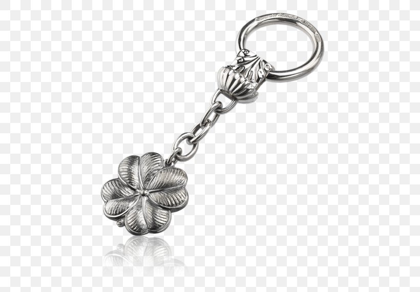 Silver Key Chains Clover Jewellery Buccellati, PNG, 570x570px, Silver, Black And White, Body Jewellery, Body Jewelry, Brooch Download Free