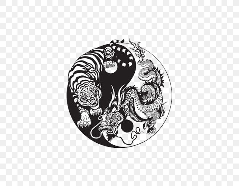 Tiger Chinese Dragon Yin And Yang Illustration, PNG, 780x637px, Tiger, Black And White, Chinese Dragon, Dragon, Drawing Download Free