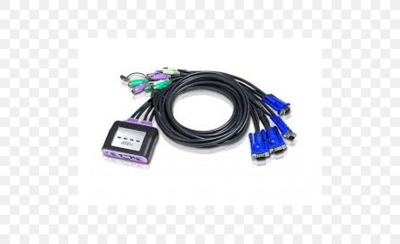 PlayStation 2 KVM Switches PS/2 Port ATEN International Network Switch, PNG, 500x500px, Playstation 2, Aten Cs1768, Aten International, Cable, Computer Download Free