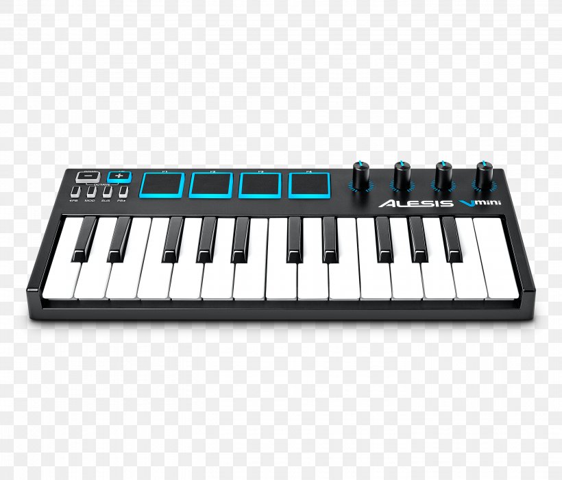 MIDI Controllers Alesis Vmini Portable 25-Key USB-MIDI Controller MIDI Keyboard Musical Keyboard, PNG, 2808x2400px, Watercolor, Cartoon, Flower, Frame, Heart Download Free
