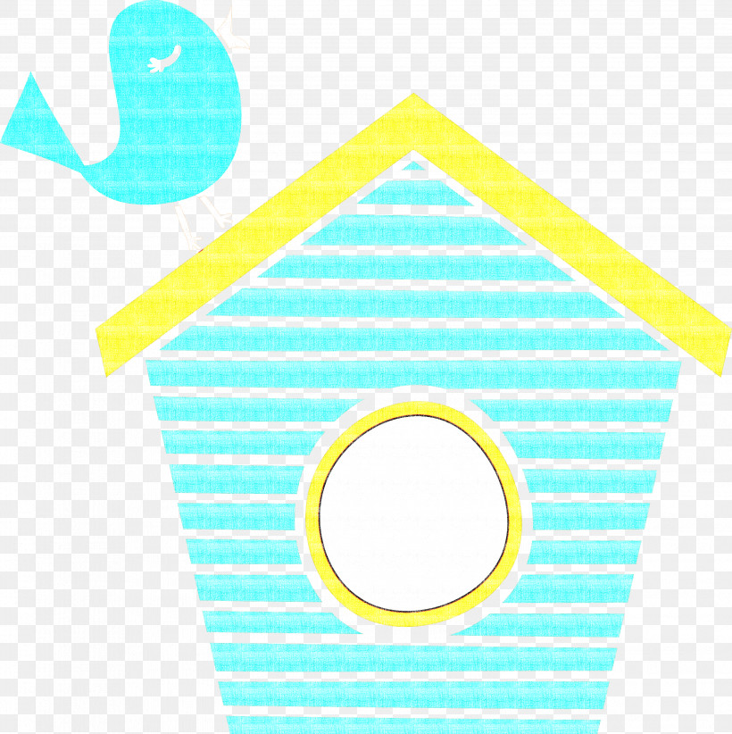 Turquoise Yellow Aqua Line Circle, PNG, 2991x3000px, Cute Cartoon Bird, Aqua, Bird House, Circle, Line Download Free